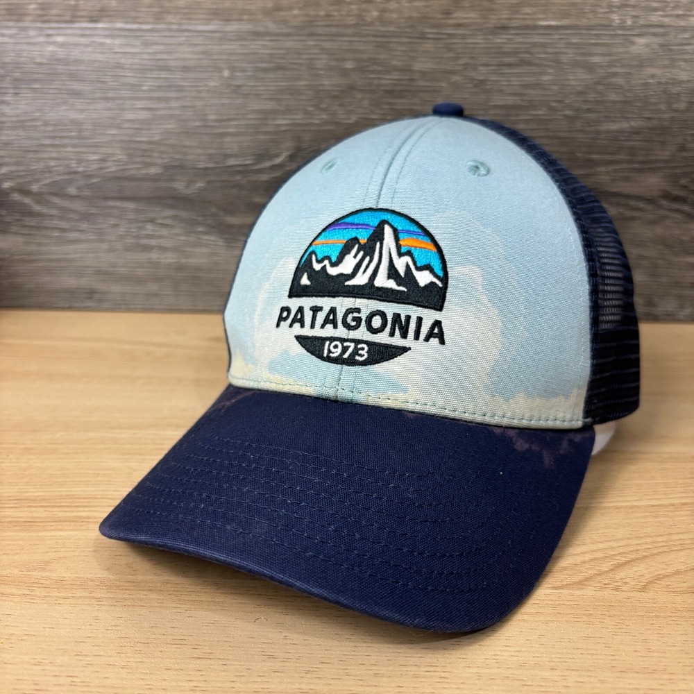 Patagonia Hat Cap Snap Back Blue Trucker Faded Outdoors Hiking Mens